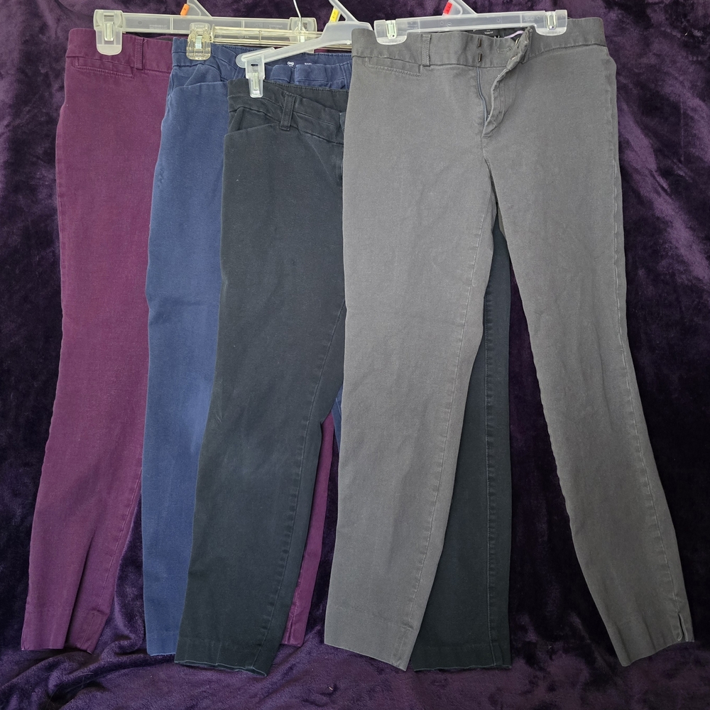 Women's Pants - Maroon, Blue, Faded Black, Greenish Gray | Set of 4